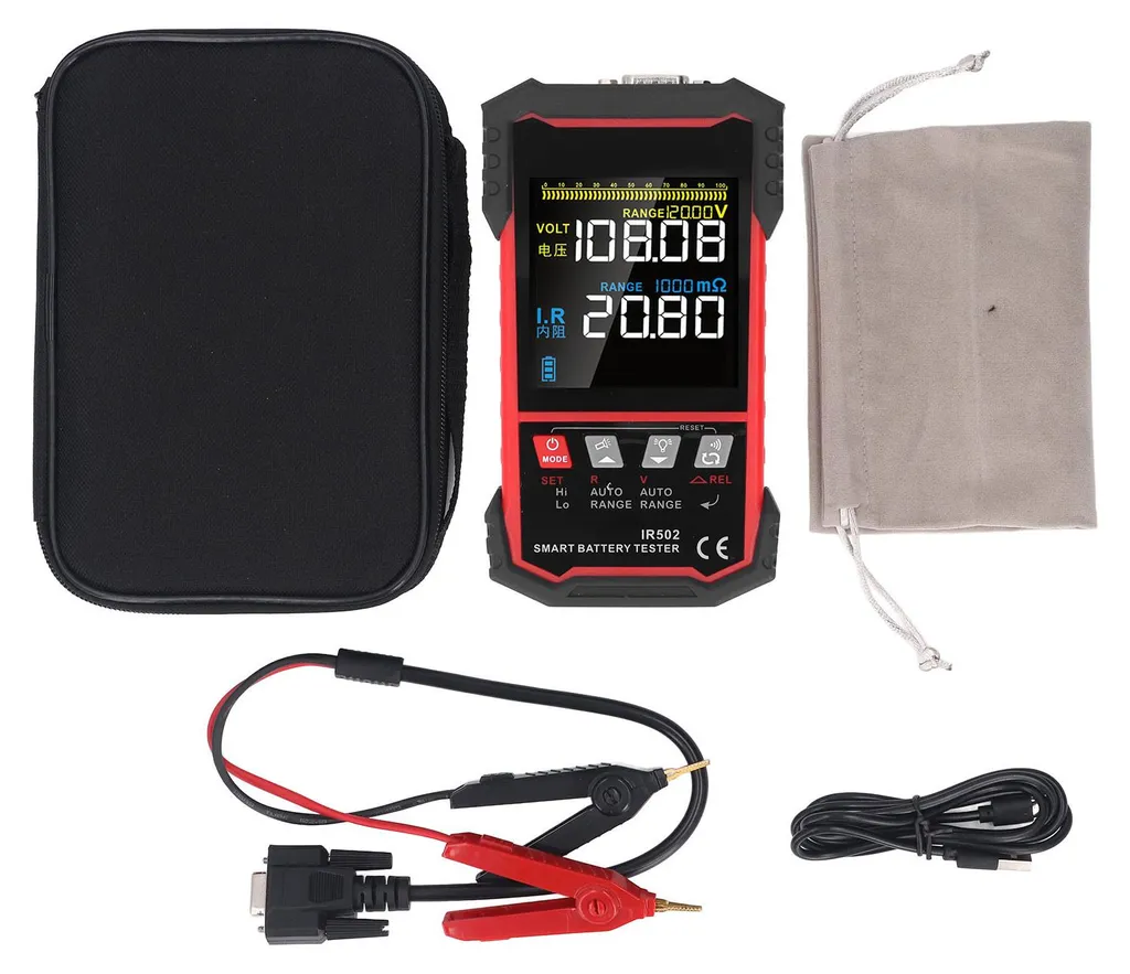 Testeur de batterie numérique avec mesure de résistance interne et LCD
