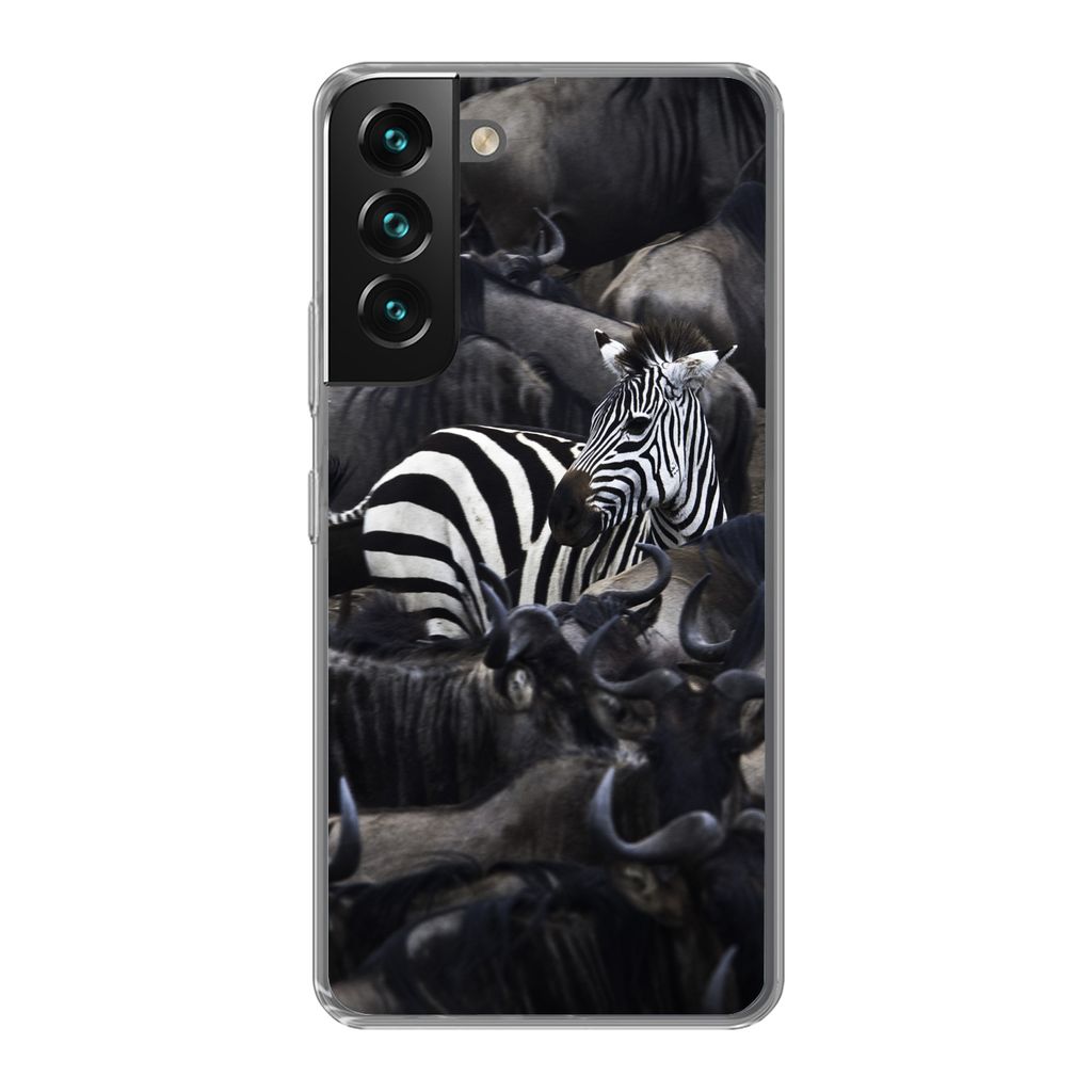 MuchoWow Handyhülle Schutzhülle Hülle für Samsung Galaxy S22 Zebra - Büffel - Braun Silikon Softcase Handy Hülle - Mobiltelefonhülle