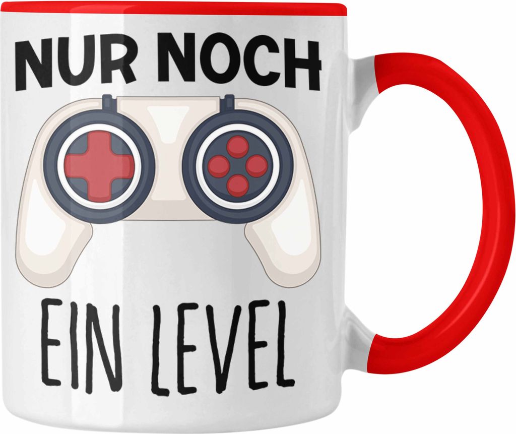 Trendation - Nur Noch Ein Level Tasse Geschenk für Gamer Zocker Spruch Geschenkidee Jungs (Rot)