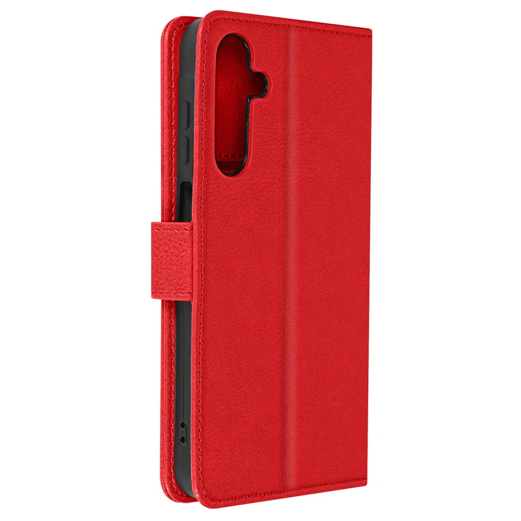 Avizar, custodia in ecopelle con funzione di supporto per Samsung A25 5G, rosso