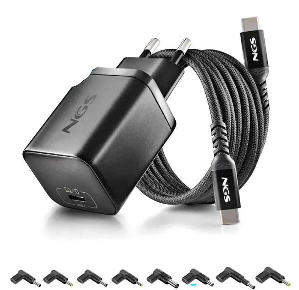 Alimentation 65W pour PC portable et tablette NGS BUD câble 1,5m noir