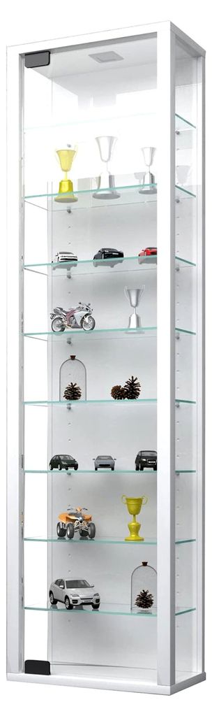 Hängende Glasvitrine | Vitrine aus ESG-Sicherheitsglas | Maße ca. H. 115 x B. 33 x T. 18 cm | Modern und platzsparend