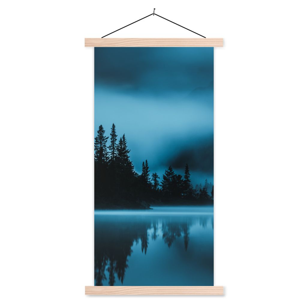 MuchoWow® Textilposter Wald - Nebel - Wasser 60x120 cm mit Produktbild 