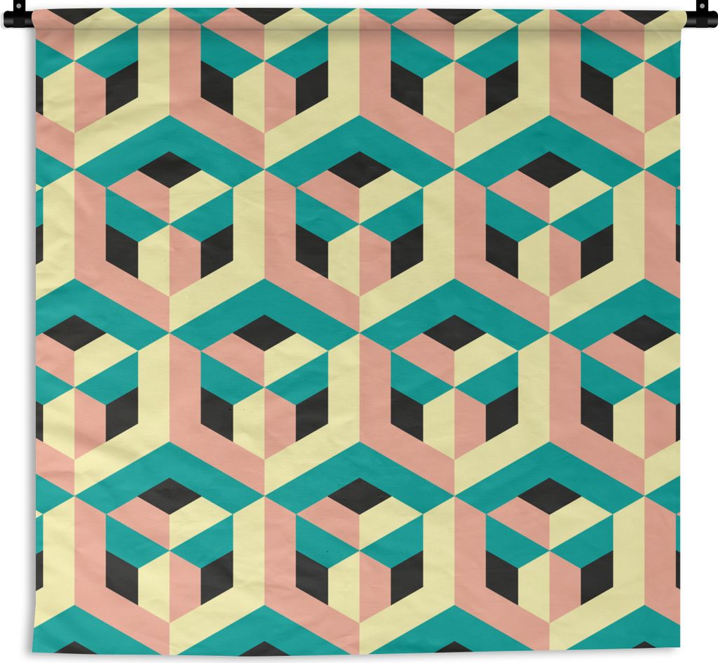MuchoWow Wandteppich Wandbehang 3D - Muster - Würfel 120x120 cm Tapisserie Dekoration Wandtuch - Modern - Baumwollgewebe