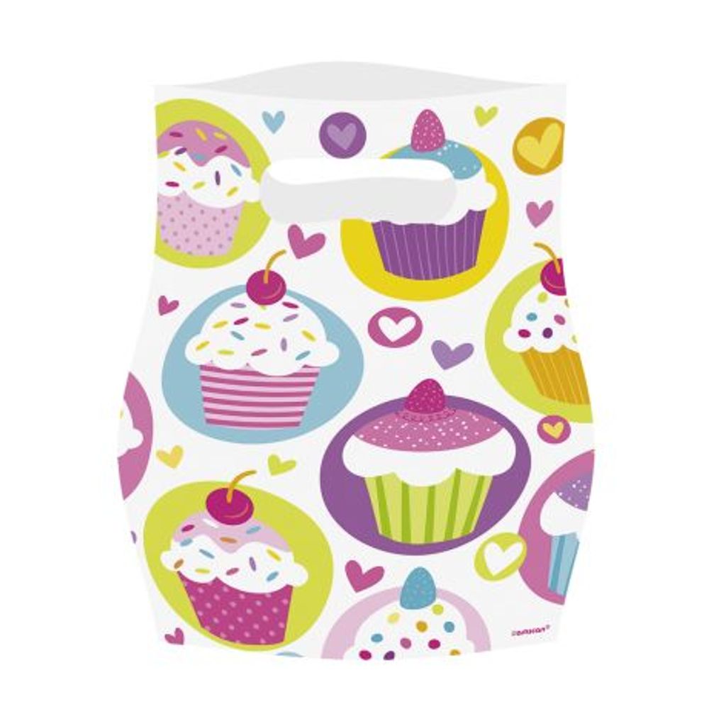Amscan Geschenktüte aus Kunststoff für Mitbringsel Cupcake 6 Stück