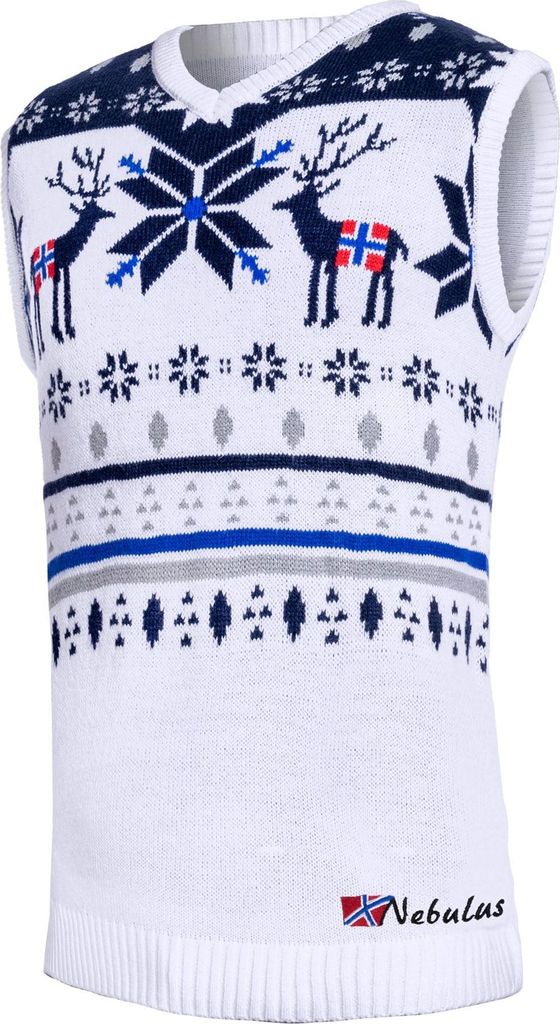 Nebulus Norweger Pullunder SLEEVER Herren, warmer Pullunder, schicker Pullunder im Norweger-Style, P6300 - Herren, weiß-navy, M