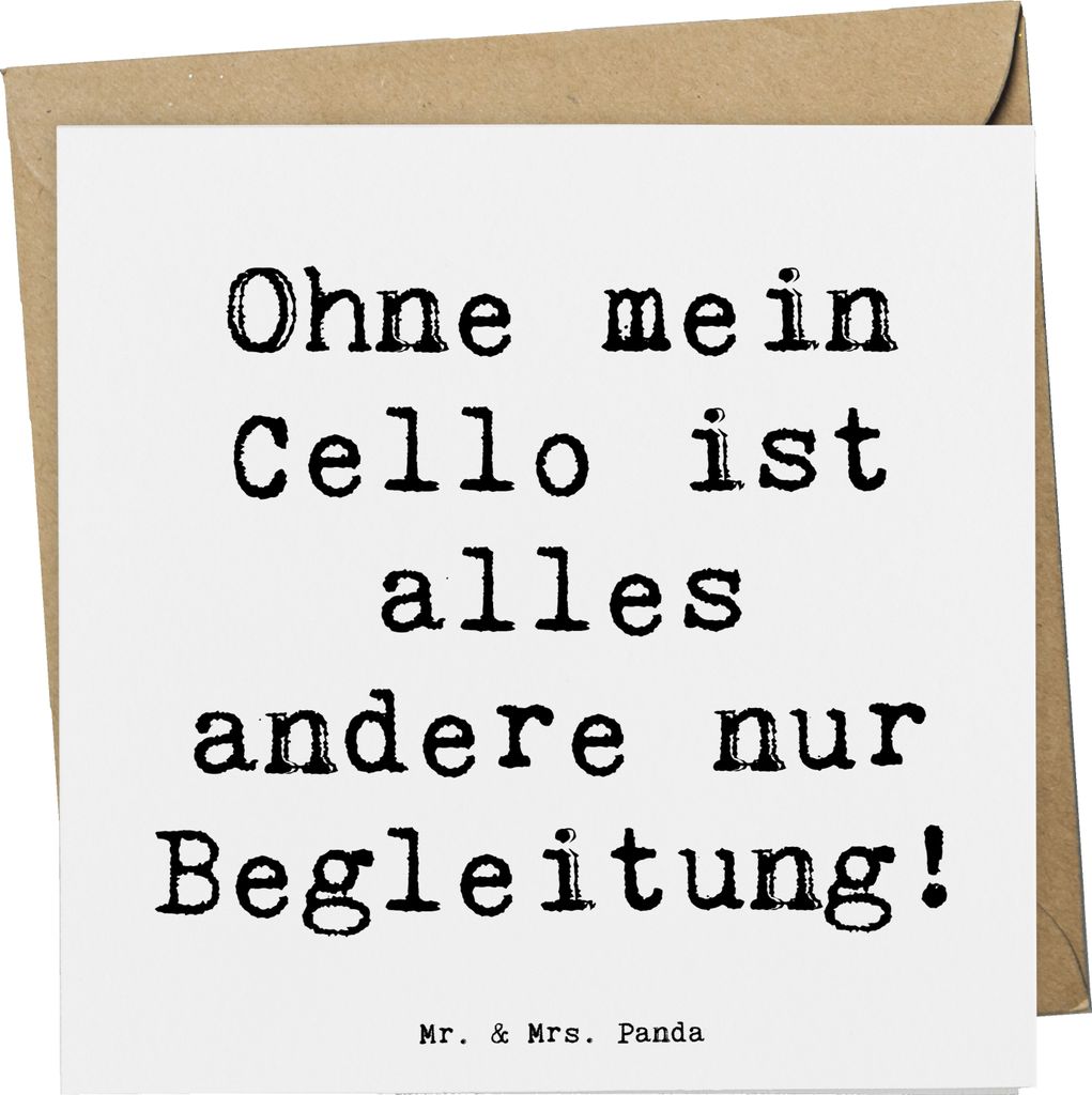 Mr. & Mrs. Panda Glückwunschkarte Spruch Cello Magie - Weiß - Geschenk, klassische Musik, Instrument lernen, anlasskarte, faltkarte, Streichinstr...