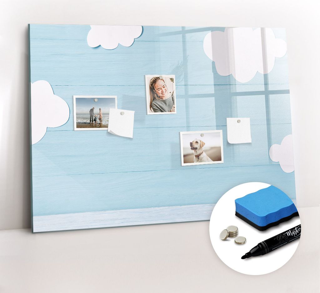 Magnetpinnwand Memoboard - Zubehörsatz - Schwarzer Marker + Schwamm + Magnete - 100 x 70 cm - Kindertafel