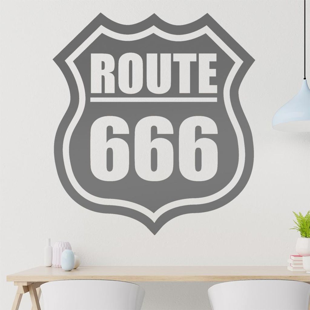 route 666 Wandtattoo in 6 Größen - Wandaufkleber Wall Sticker - Dekoration, Küche, Wohnzimmer, Schlafzimmer, Badezimmer