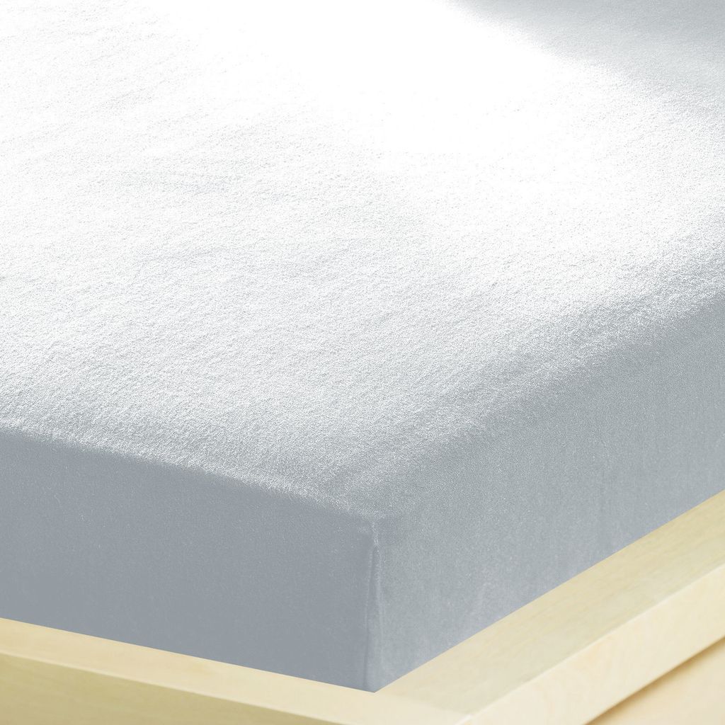 Bettwaren-Shop Feinbiber Spannbettlaken wasserdicht 180x200 - 200x200 cm hellgrau
