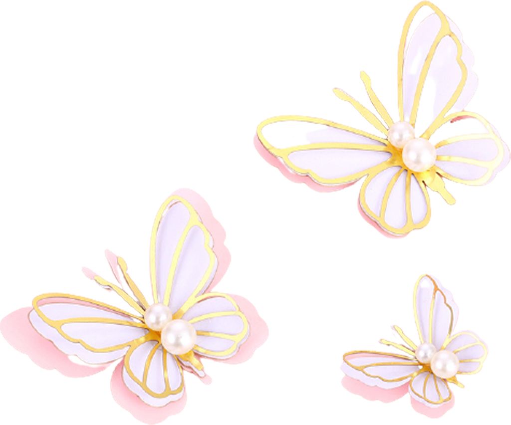 3pcs/Set Cake Toppers süße kleine leichte Kunstpearl -Schmetterlings -Geburtstagstorte für Party für Party-Rosa