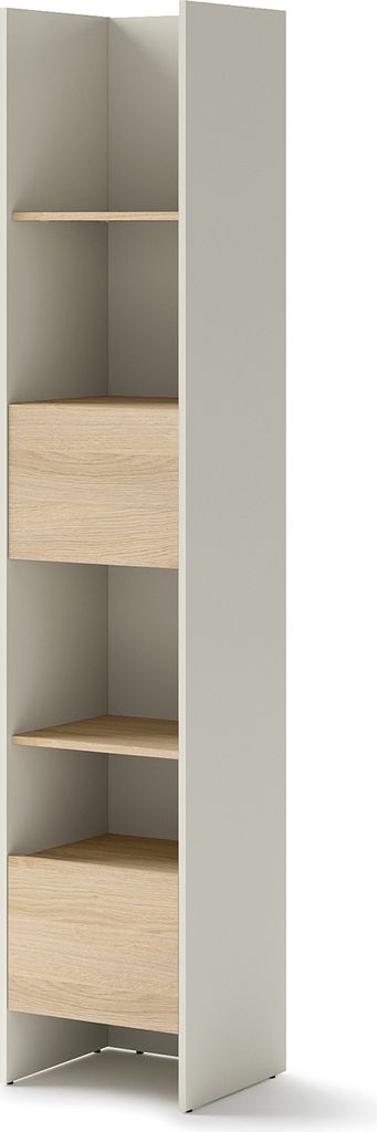 MEBLINI Schrank für Schrankbett Bed Concept - Hochschrank mit Regalen, Fächern und Schublade - BC-23 - Kaschmir/Nagano Eiche