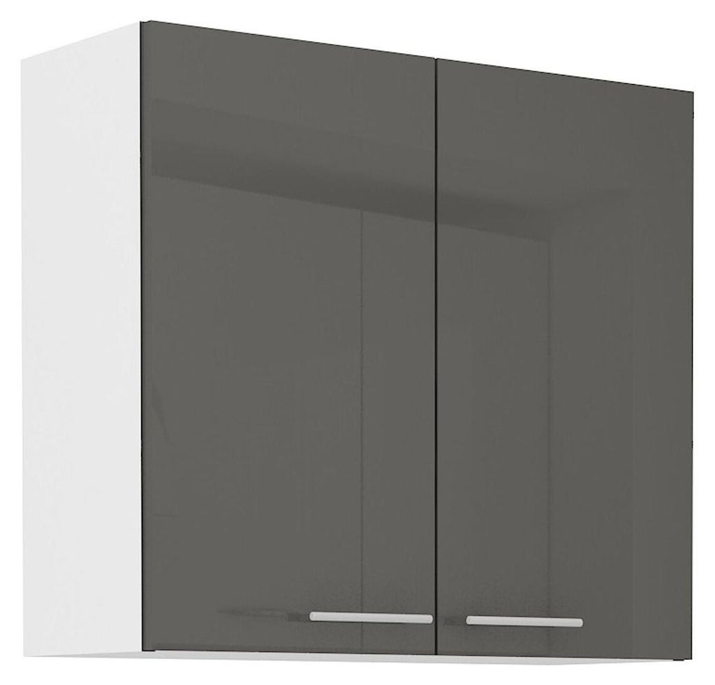 Küche Hängeschrank 80 Lara Grau Hochglanz + Weiss matt Produktbild 