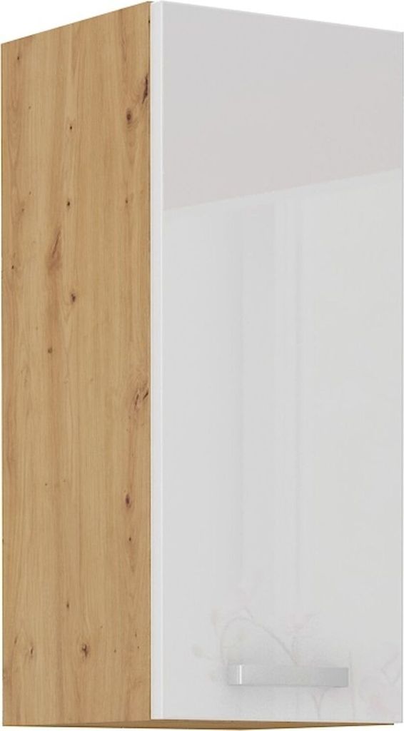 Hängeschrank 30 cm Eiche Artisan + Weiß Hochglanz Küchenzeile Küchenblock Küche