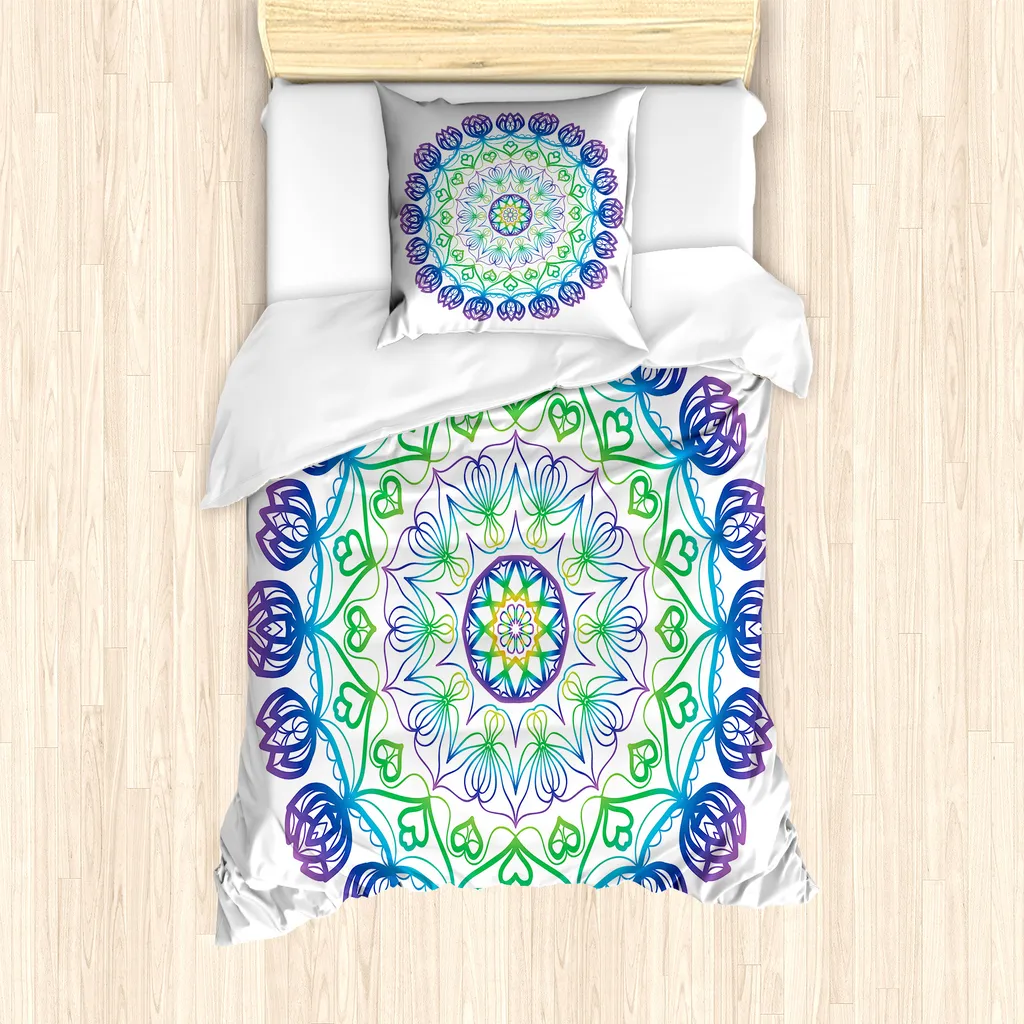 Copripiumino Boho Mandala Multicolore 135x200 ABAKUHAUS Singolo