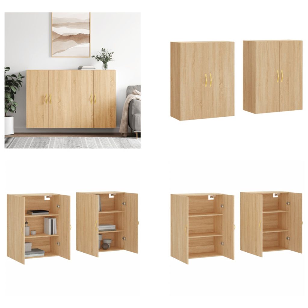 vidaXL Wandschränke 2 Stk. Sonoma Eiche 69,5x34x90 cm - Wandschrank - Wandschränke - Schrank - Lagerschrank