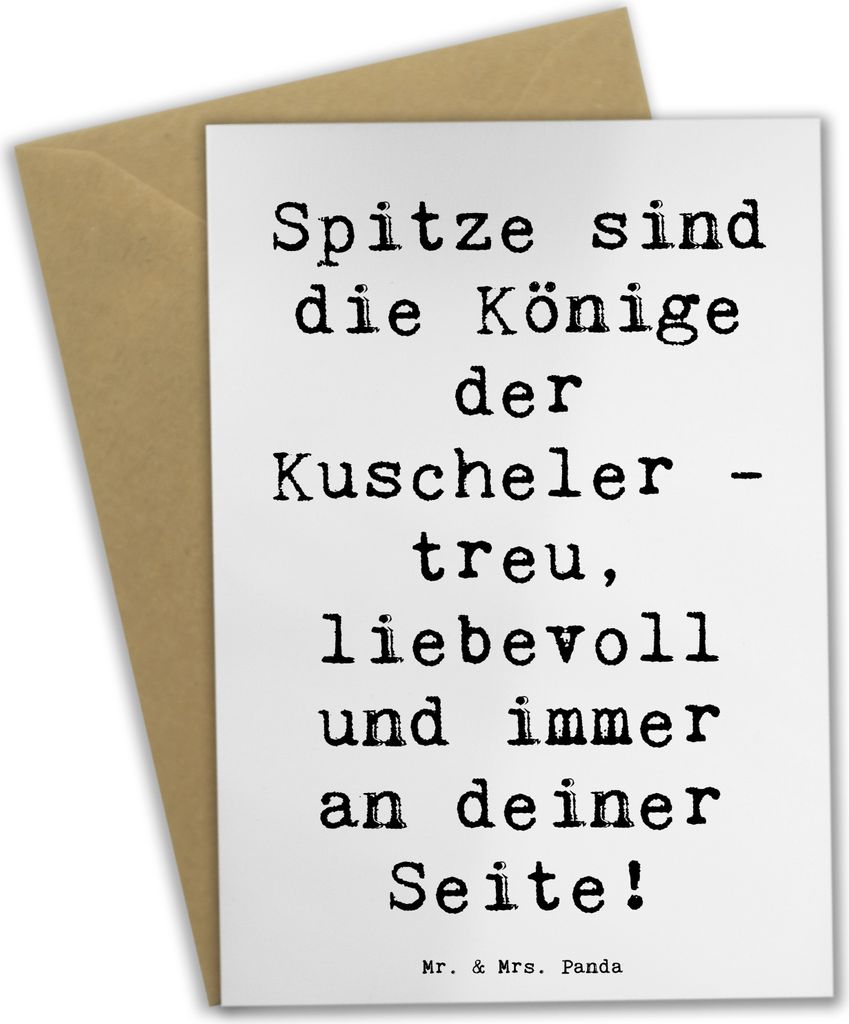 Mr. & Mrs. Panda Grußkarte Spruch Spitz König - Weiß - Geschenk, Hunderasse, Hunderassen Vielfalt, glückwunschkarten, einladungskarten, babykar...