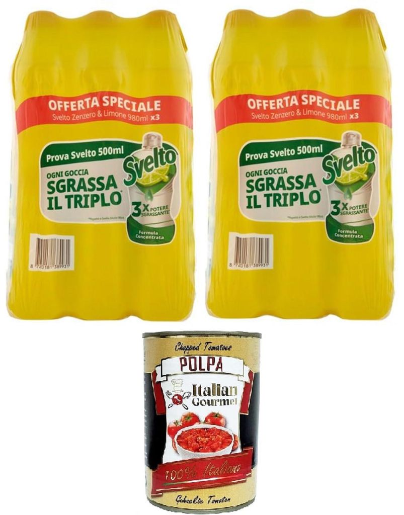 Svelto Geschirrspülmittel Zenzero & Limone – 2er Pack (3 x 980 ml) Frische Sauberkeit mit der Kraft von Zitrone & Ingwer+ Italian gourmet polpa ...