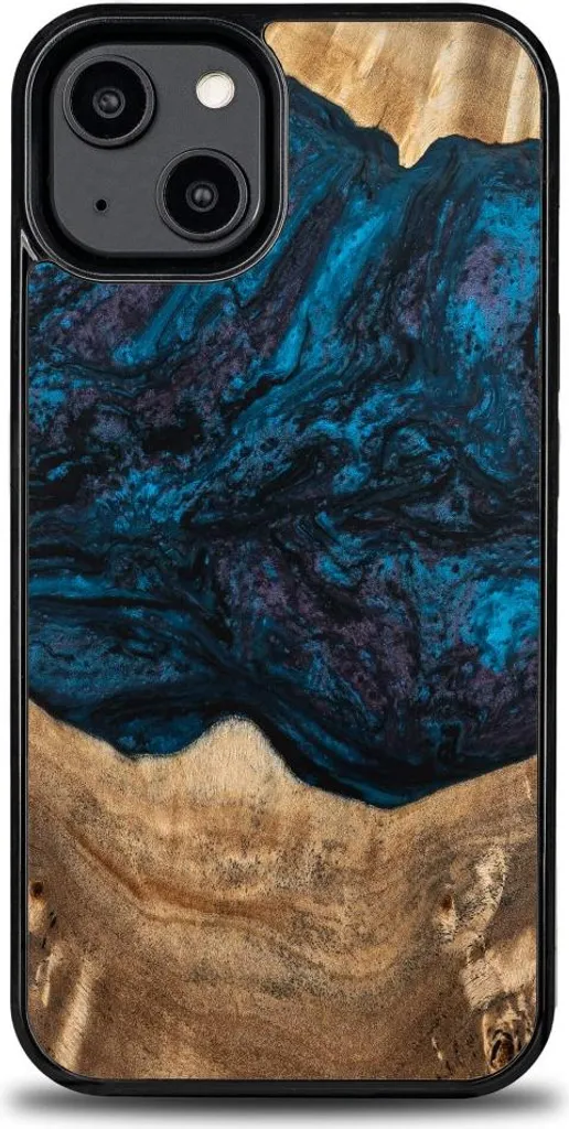 Cover Legno e Resina iPhone 15 Bewood Neptune | Design Unico Planets