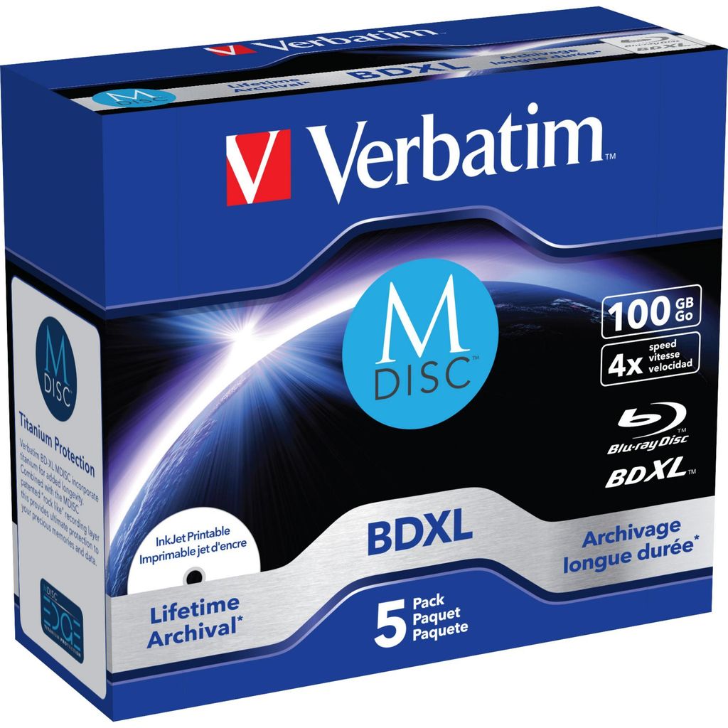 M-DISC Verbatim BD-R 4X 100 GB INKJET stampabile al Immagine del prodotto 
