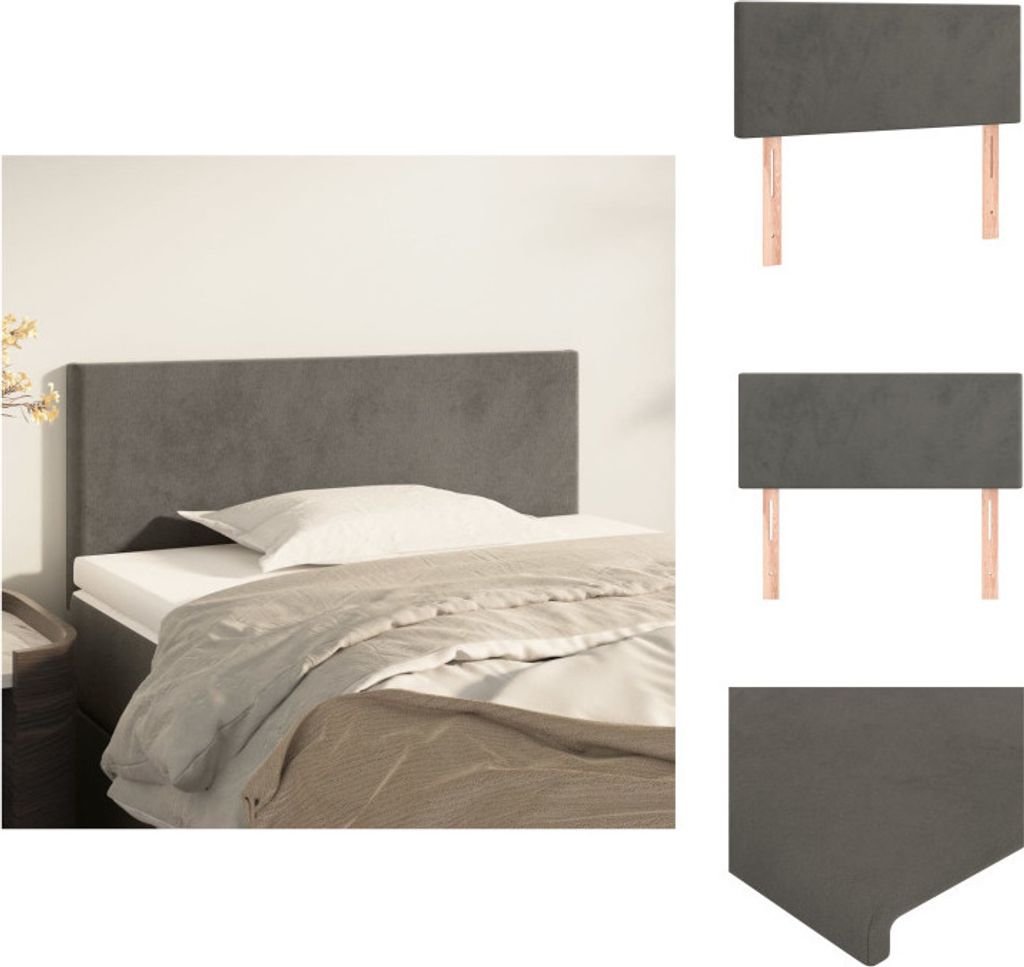 vidaXL Kopfteil Dunkelgrau 90x5x78/88 cm Samt -  Kopf- & Produktbild 