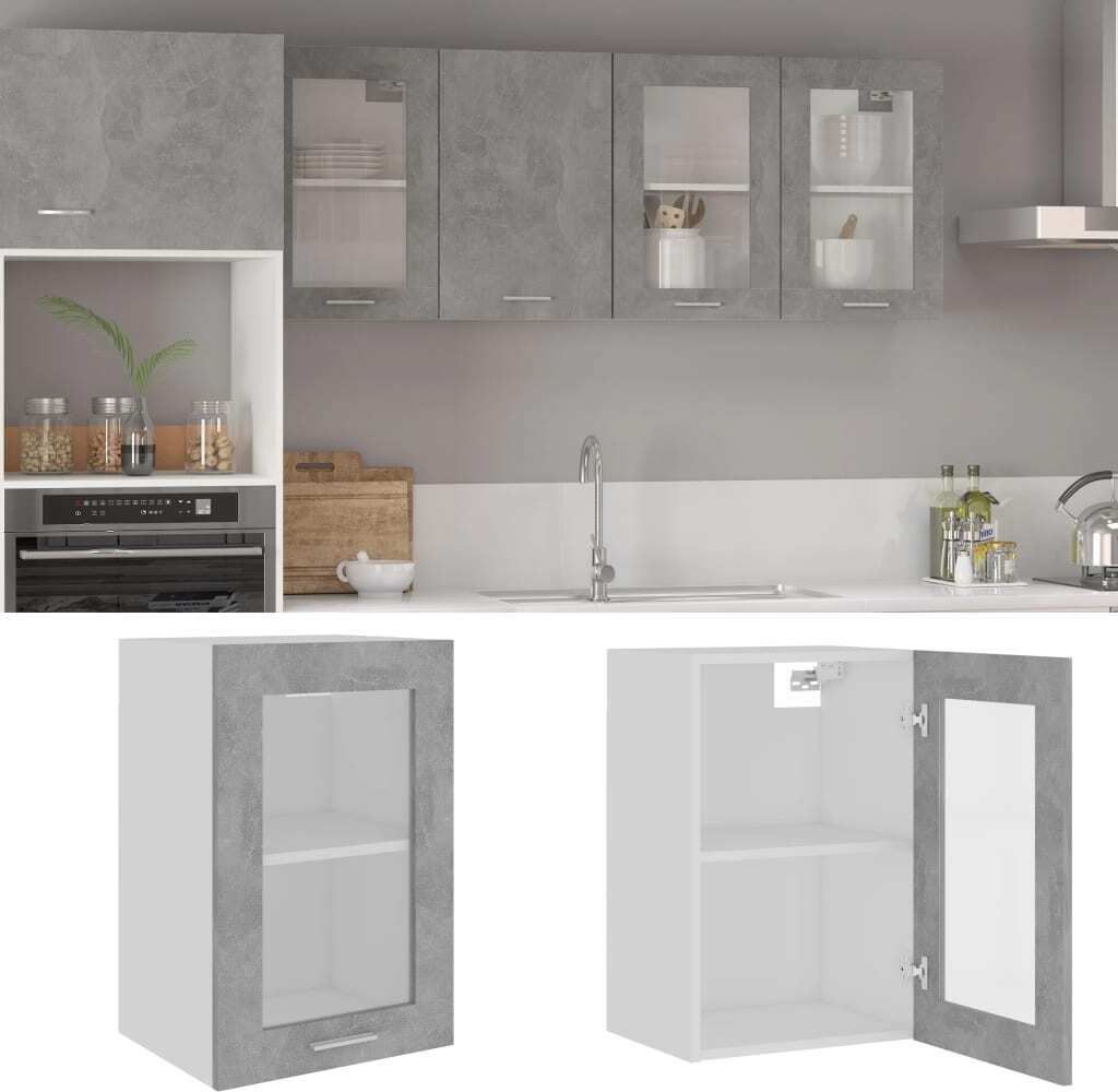 vidaXL Wisząca szklana szafka Lyon betonowa szara 40x31x60 Zdjęcie produktu 