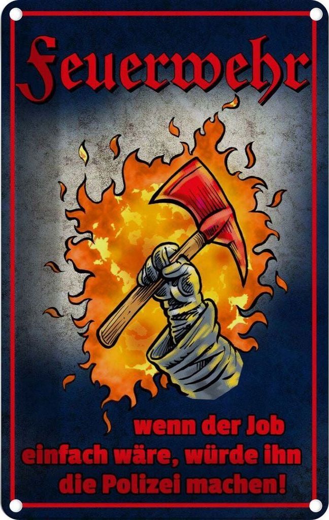 vianmo Blechschild 18x12 cm Feuerwehr wenn Job einfach wäre Beruf Arbeit