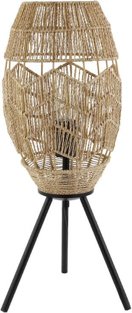 Lampe de table ambiance bohème KIKO en jute pour chambre et bureau