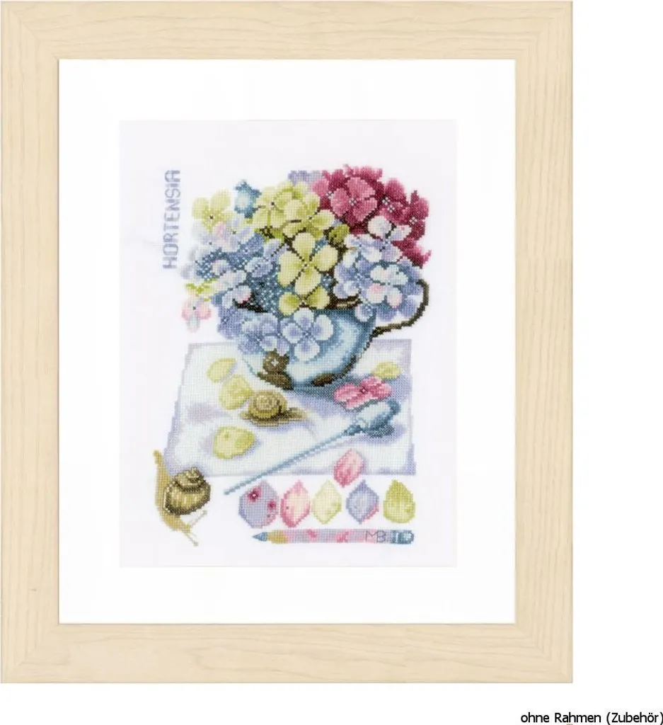 Kit de broderie au point de croix compté Hortensia sur toile Aida coton