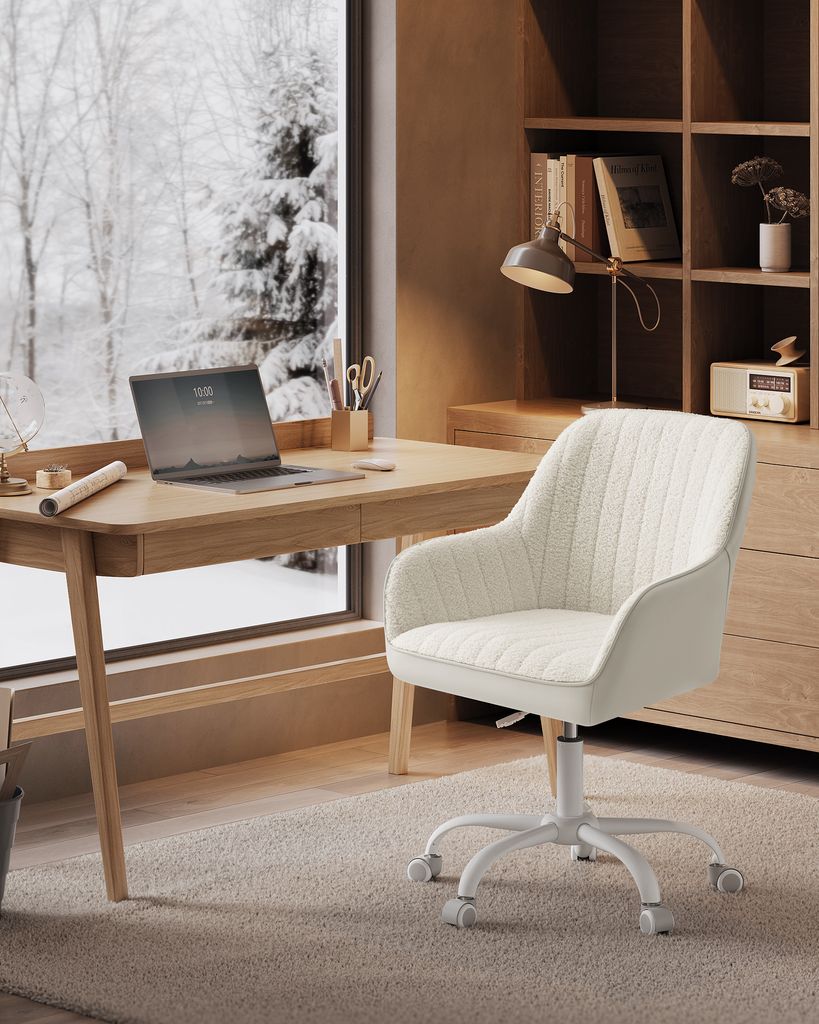 SONGMICS Schreibtischstuhl mit Samtbezug, höhenverstellbar, für Schminktisch, schiefergrau