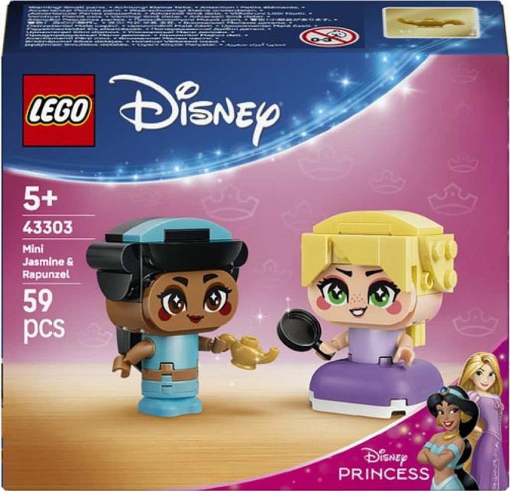 LEGO Disney Princess Jasmine und Rapunzel Mini Puppen, Rollenspiel Set, Geschenk ab 5 Jahren, 43303