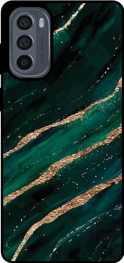Smartphonica Custodia per telefono adatta a Motorola Moto G62 5G con stampa in marmo - Custodia posteriore in TPU con design in marmo - Verde Oro