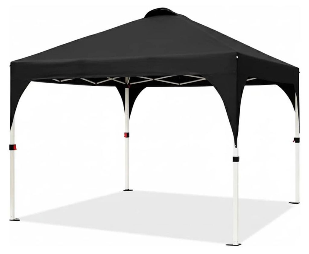 3x3 m Faltpavillon - Garten Partyzelt - 150D Oxford Stoff - Zentrales Verriegelungssystem - Höhe 270 cm - Schwarz