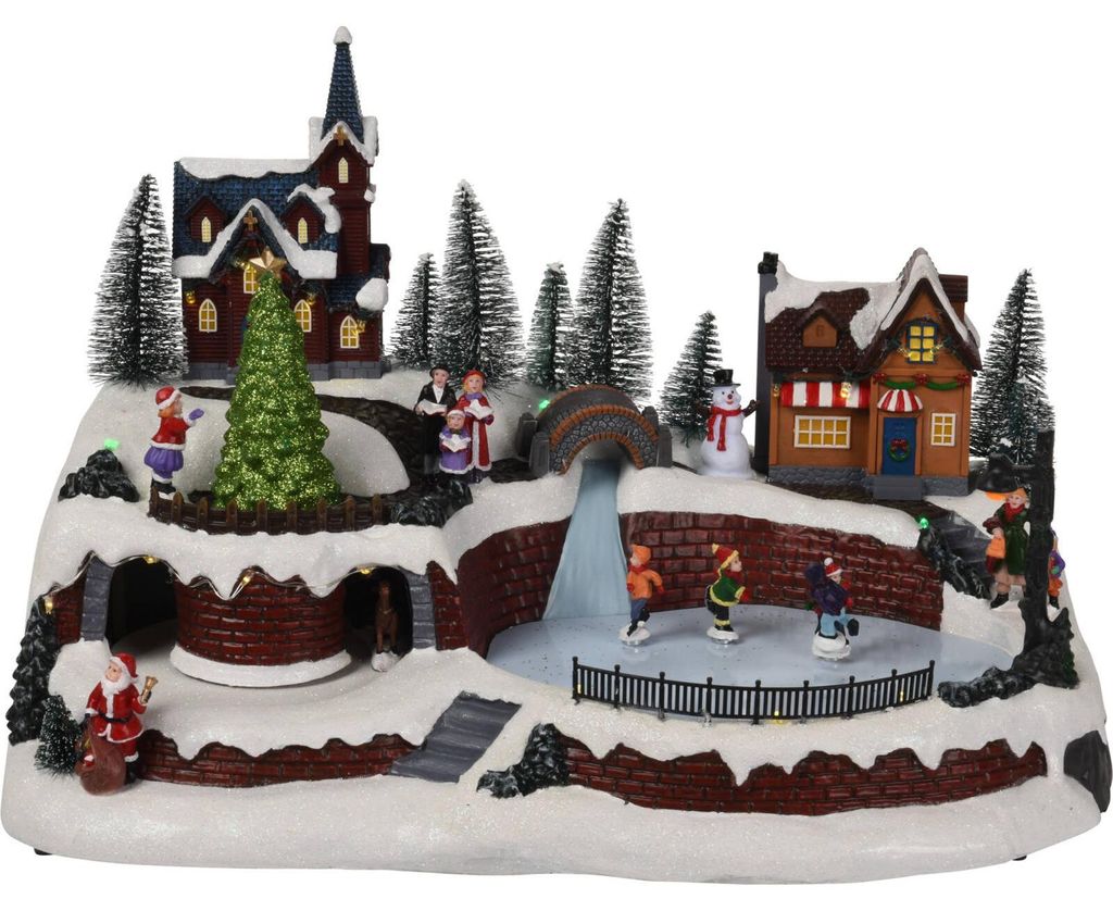 Weihnachtsdorf EISBAHN, beweglich, mit LED-Beleuchtung und Produktbild 