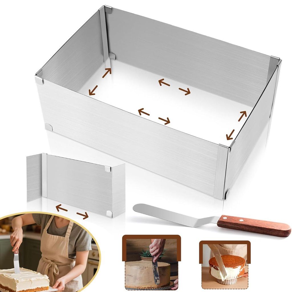 Backrahmen Rechteckig Verstellbar, 10 cm Hohe, für Kuchen, Produktbild 