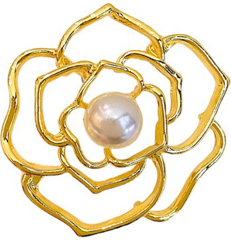 Brosche für Damen, ausgehöhlt, Kamelie, Kunstperle, rutschfest, verschleißfest, für Mantel, Kragen, Hut, Schal, Dekoration, Kleidungsnadel, Sch...