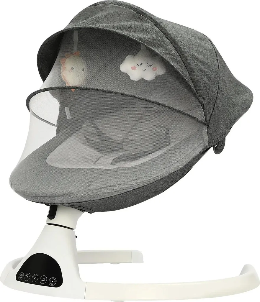 Transat Balancelle Bébé Électrique 6V Gris avec Télécommande et Musique