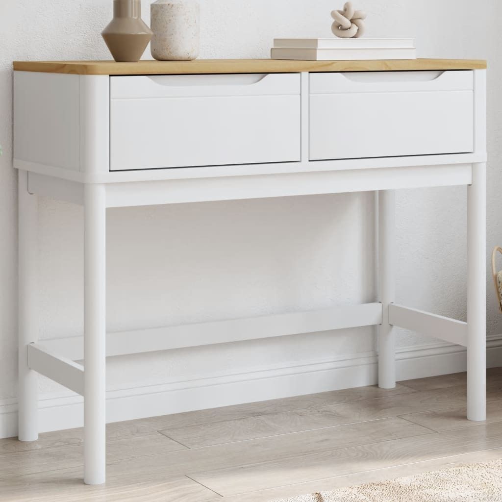 "WINTER SALE"Konsolentisch - modernes Design - Flurtisch/Beistelltisch - FLORO Weiß 89,5x36,5x73cm Massivholz Kiefer DE591101 - Konsolentische