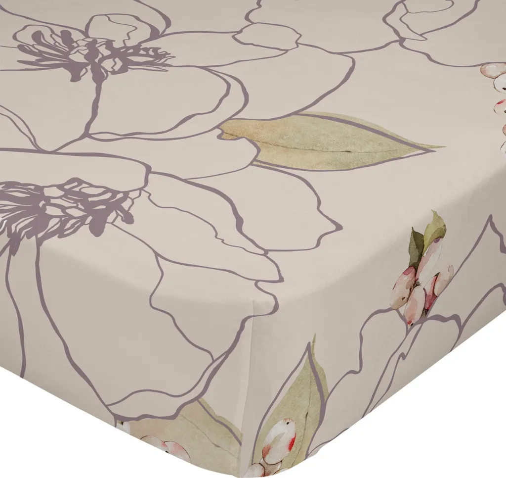 Drap-housse floral 160x200 pour matelas épais, modèle Pivoines blanches