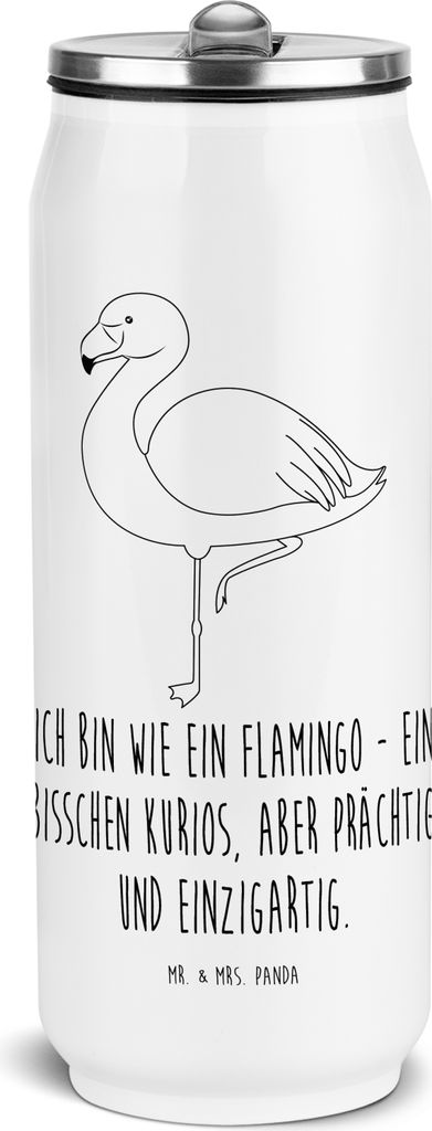 Mr. & Mrs. Panda Trinkflasche Flamingo Classic - Weiß - Geschenk, Prächtig, sport, Wasserflasche, Stolz, Ich, glücklich, Edelstahl, Thermoflasch...