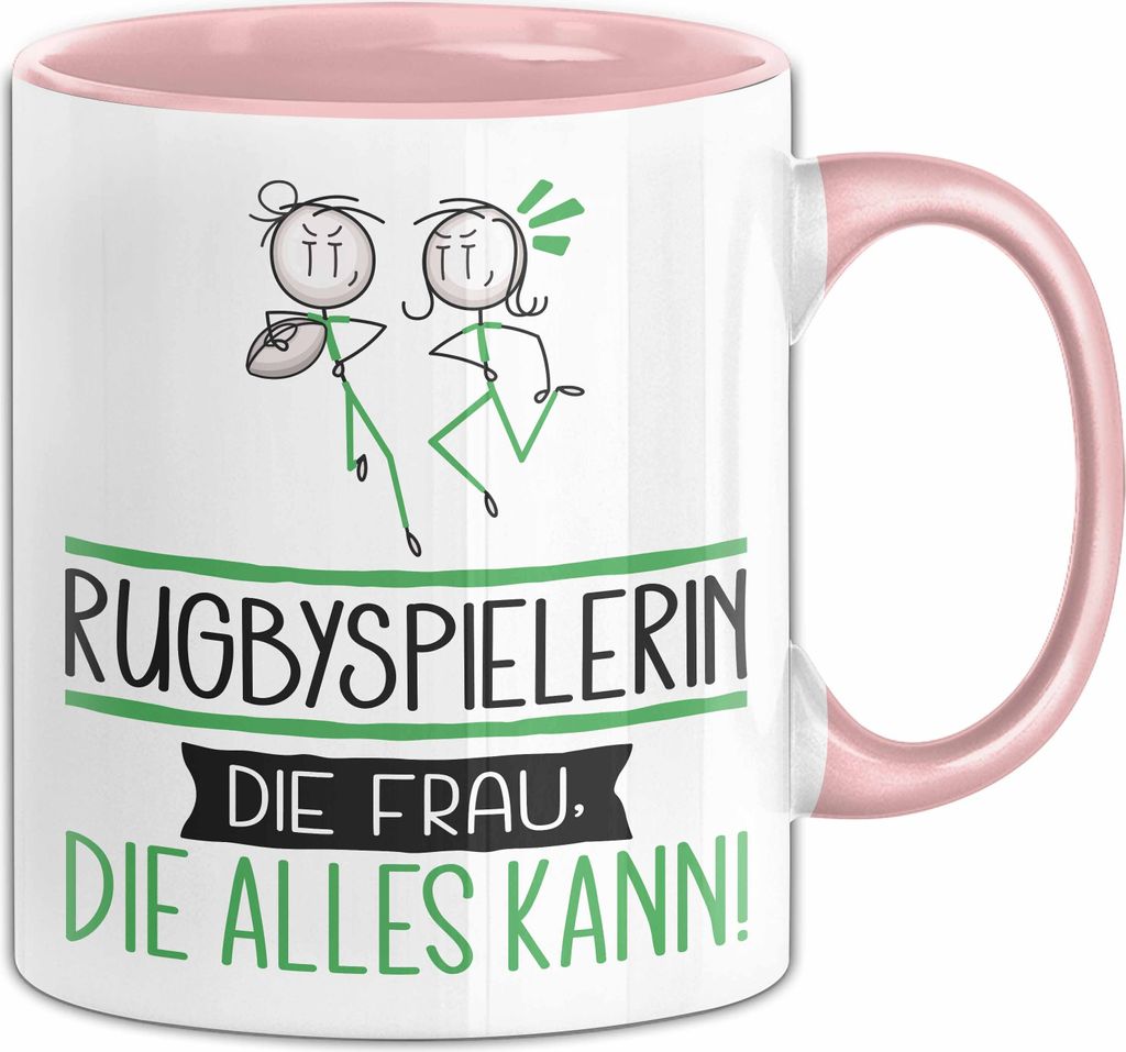 Rugbyspielerin Geschenk Tasse Becher Die Frau Die Allen Kann Geschenkidee für eine Rugbyspielerin Lustig (Rosa)