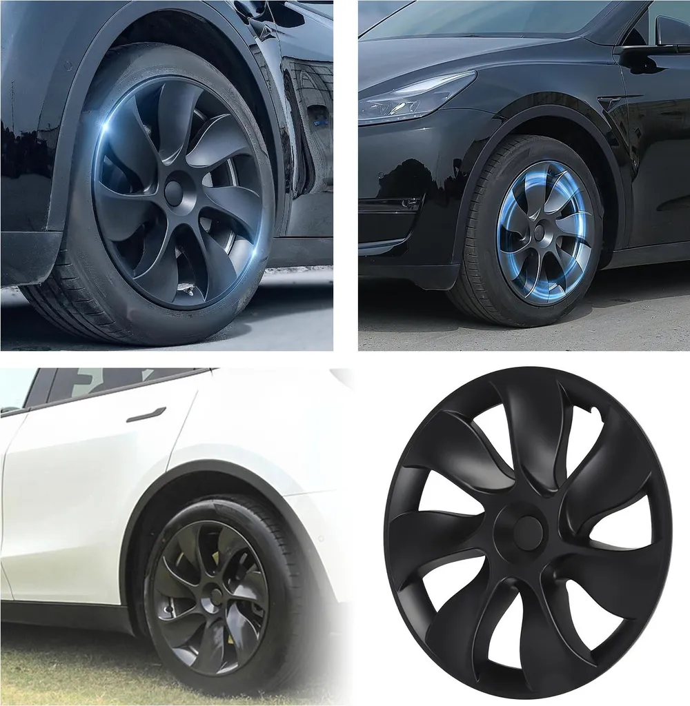 4 Enjoliveurs 19 Pouces Noir Mat pour Tesla Model Y 2020-2023 Hubcaps