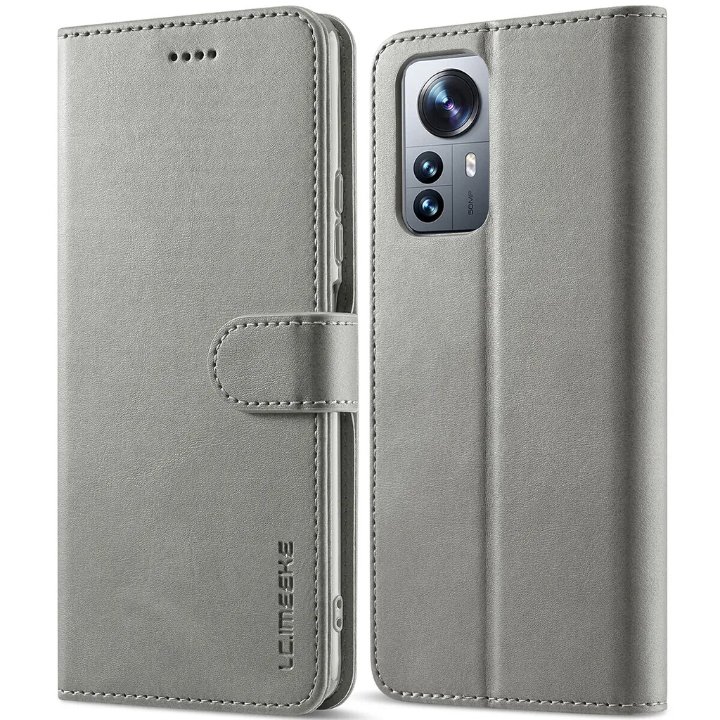 Cover Portafoglio Xiaomi 12X / 12 Grigia - Pelle Professionale Slim