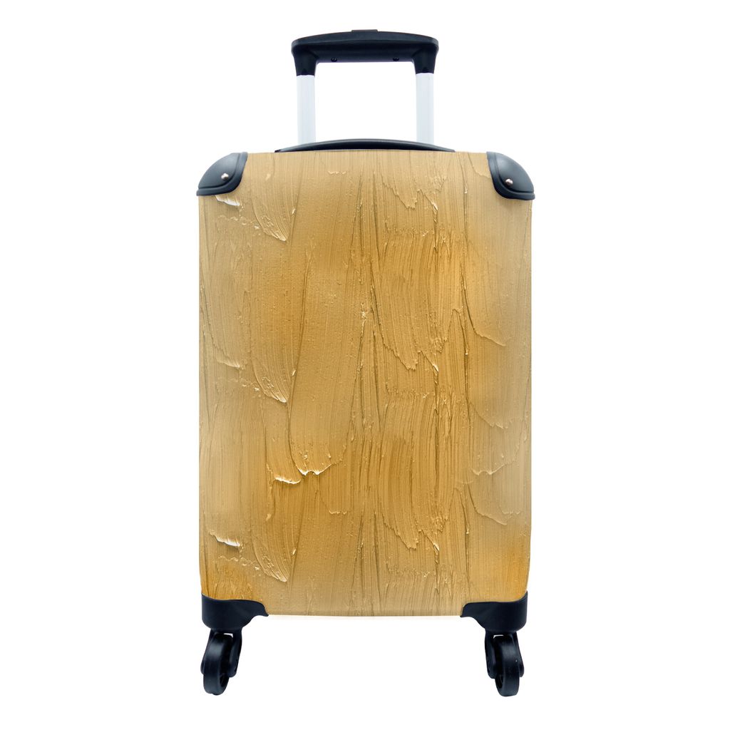 MuchoWow Koffer Handgepäck Trolley Rollkoffer Kleine Reisekoffer mit 4 Rollen - Farbe - Muster - Ocker - Cabin Size < 55x40x23 cm & 55x40x20 cm ...