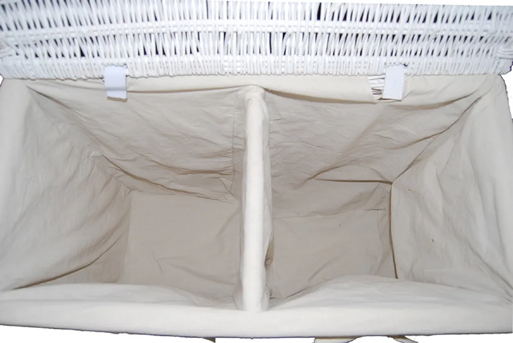 Panier à linge 2 compartiments tri blanc en osier plein 67cm de large - 3