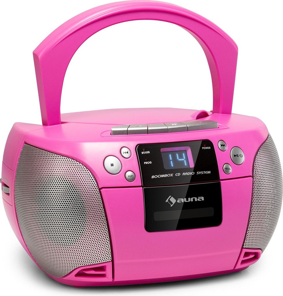 auna Harper CD Boombox, CD-Player, Bluetooth-Funtion, Kassettenspieler, UKW-Radiotuner, AUX-Eingang, USB-Port, LED-Display, Strom/Batteriebetrieb, ...