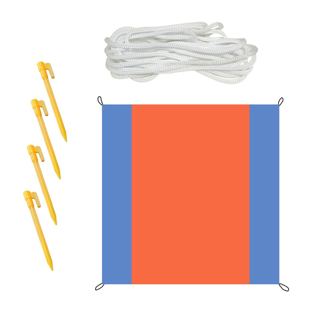 1 Set Strandmatte, feuchtigkeitsbeständig, wasserdicht, schlichtes Design, extra große übergroße Strandmatte für den Hinterhof-Blau-Orange