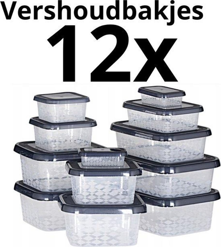 12-Stück-Verschlußdose-Set, luftdicht, langlebig, vriezer- und mikrowellengeeignet