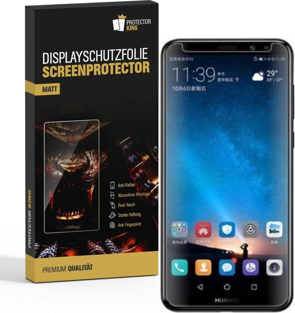 2x Displayschutzfolie für Huawei Mate 10 Lite ANTI-REFLEX Displayfolie MATT