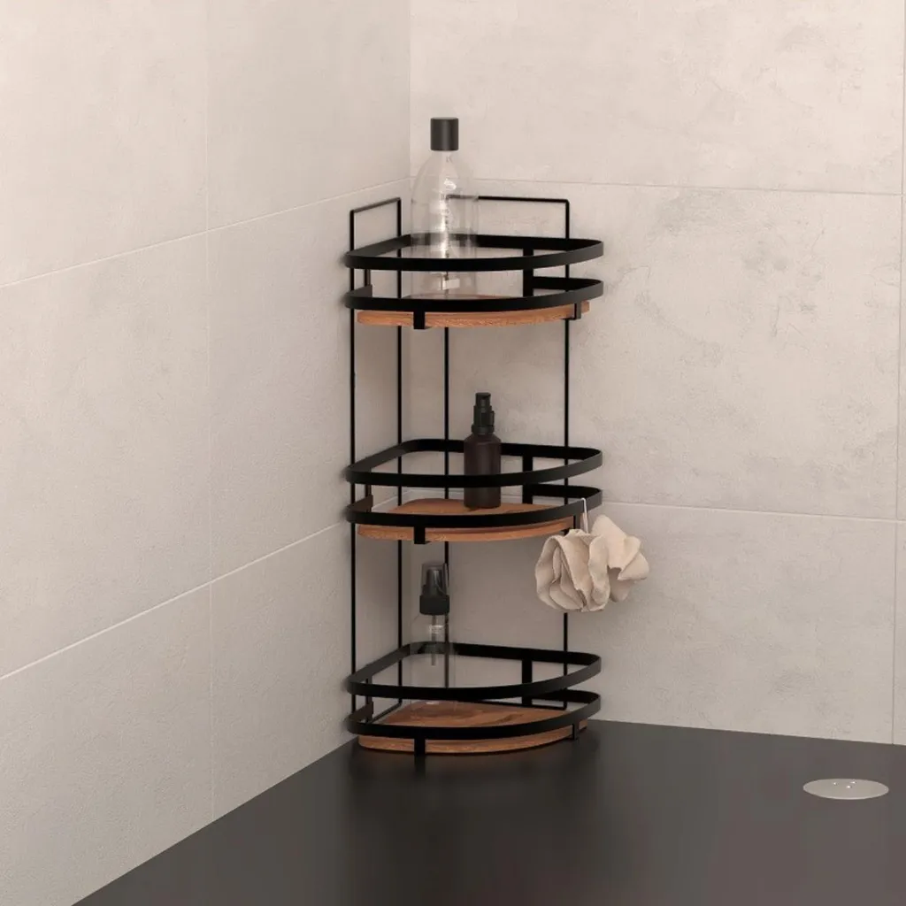 Meuble de rangement douche Blackacia 3 niveaux acacia résistant eau - 3